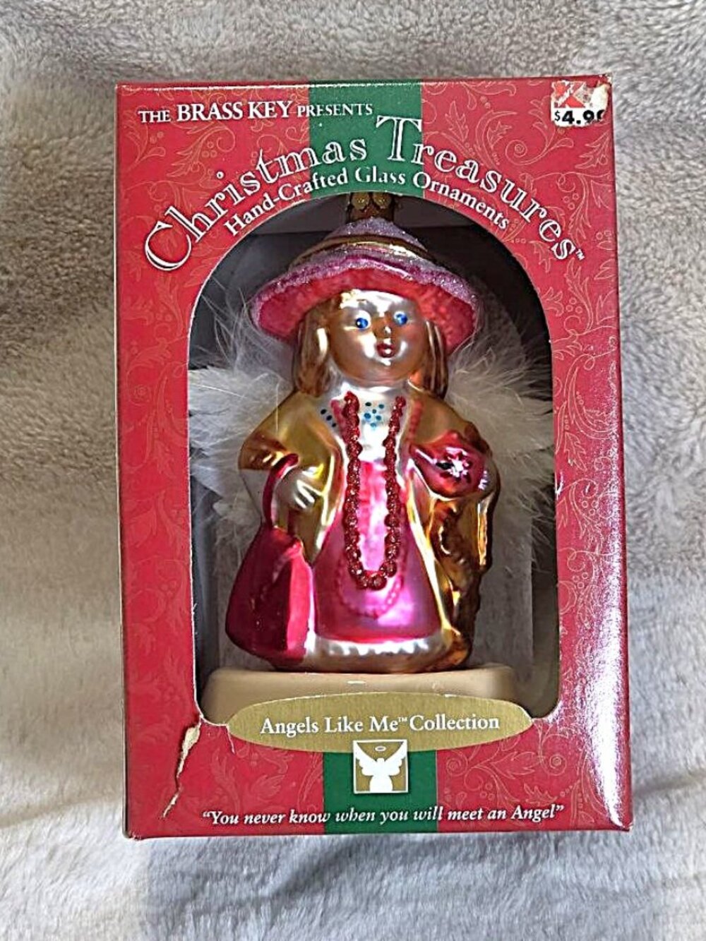 VTG Brass Key Christmas Treasures "All Dressed Up" Angel Ornament 2000 MIB
